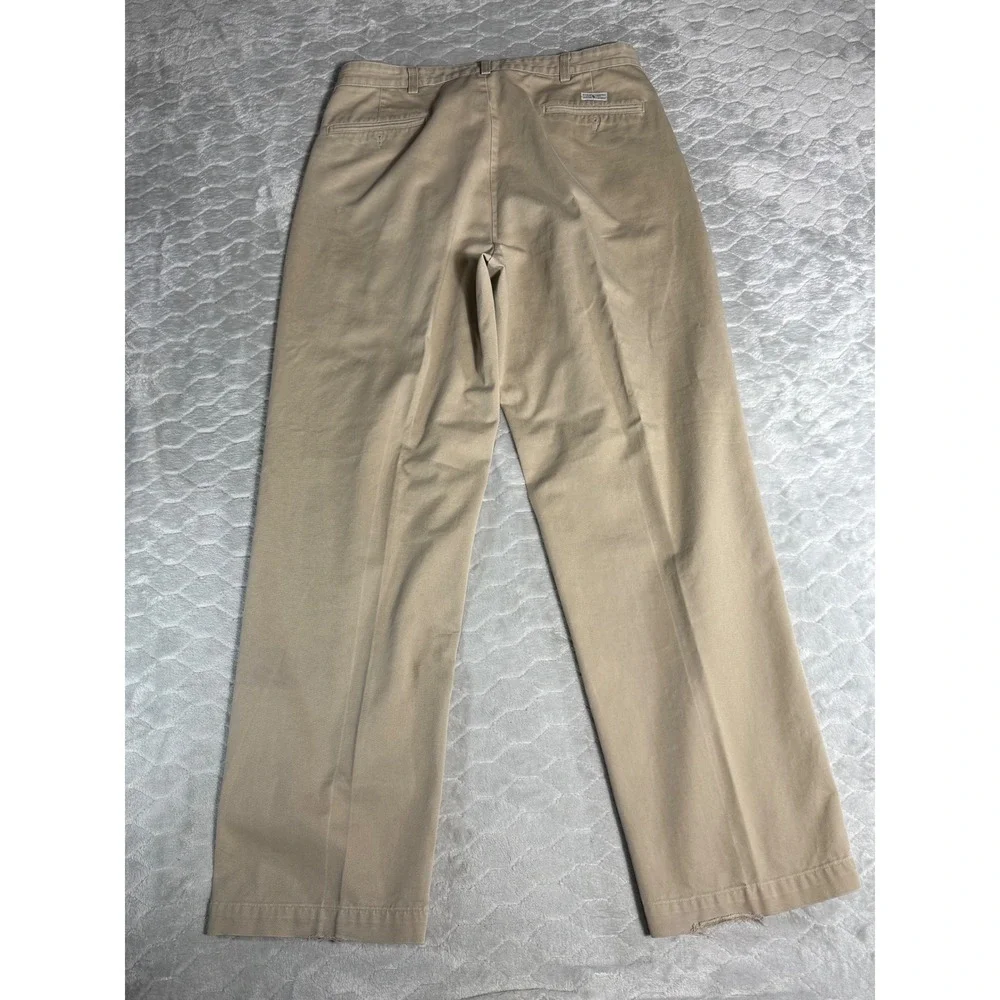 Vintage Polo Ralph Lauren Pleated Chino Pants Mens 35x31 Khaki Made in USA Tan